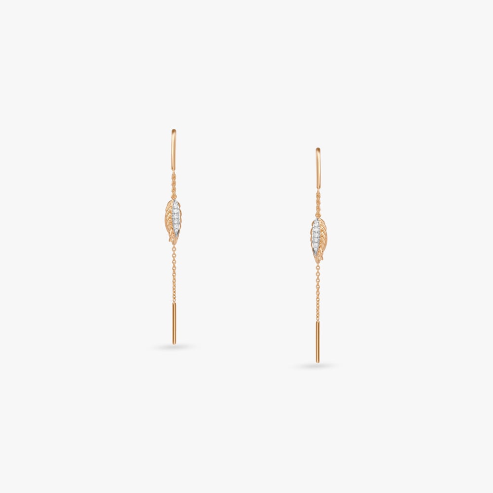 Feather Trace Diamond Drop Earrings,,hi-res image number null