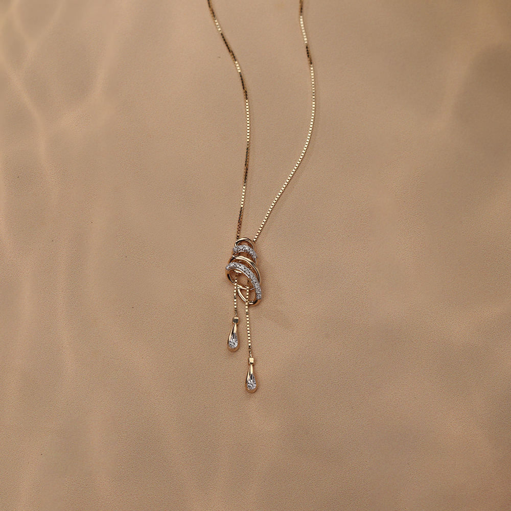 Spiral Serenade 14 Kt Gold & Diamond Necklace,,hi-res image number null