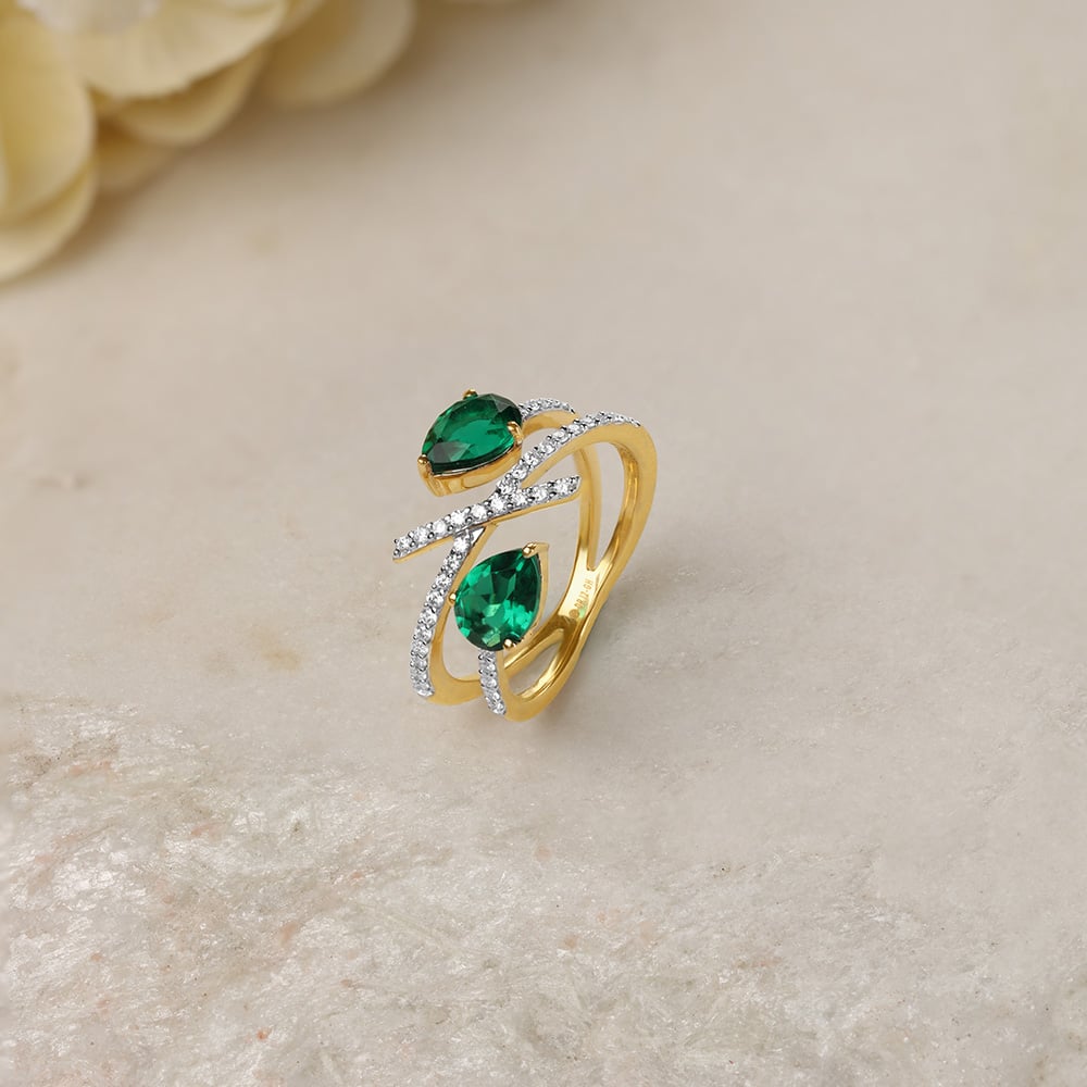 Verdant Vista 14KT Emerald & Diamond Ring,,hi-res image number null