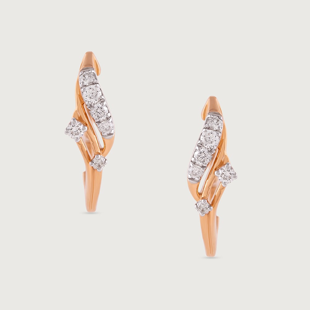 Elegant Wave Gold & Diamond Hoop Earrings,,hi-res image number null