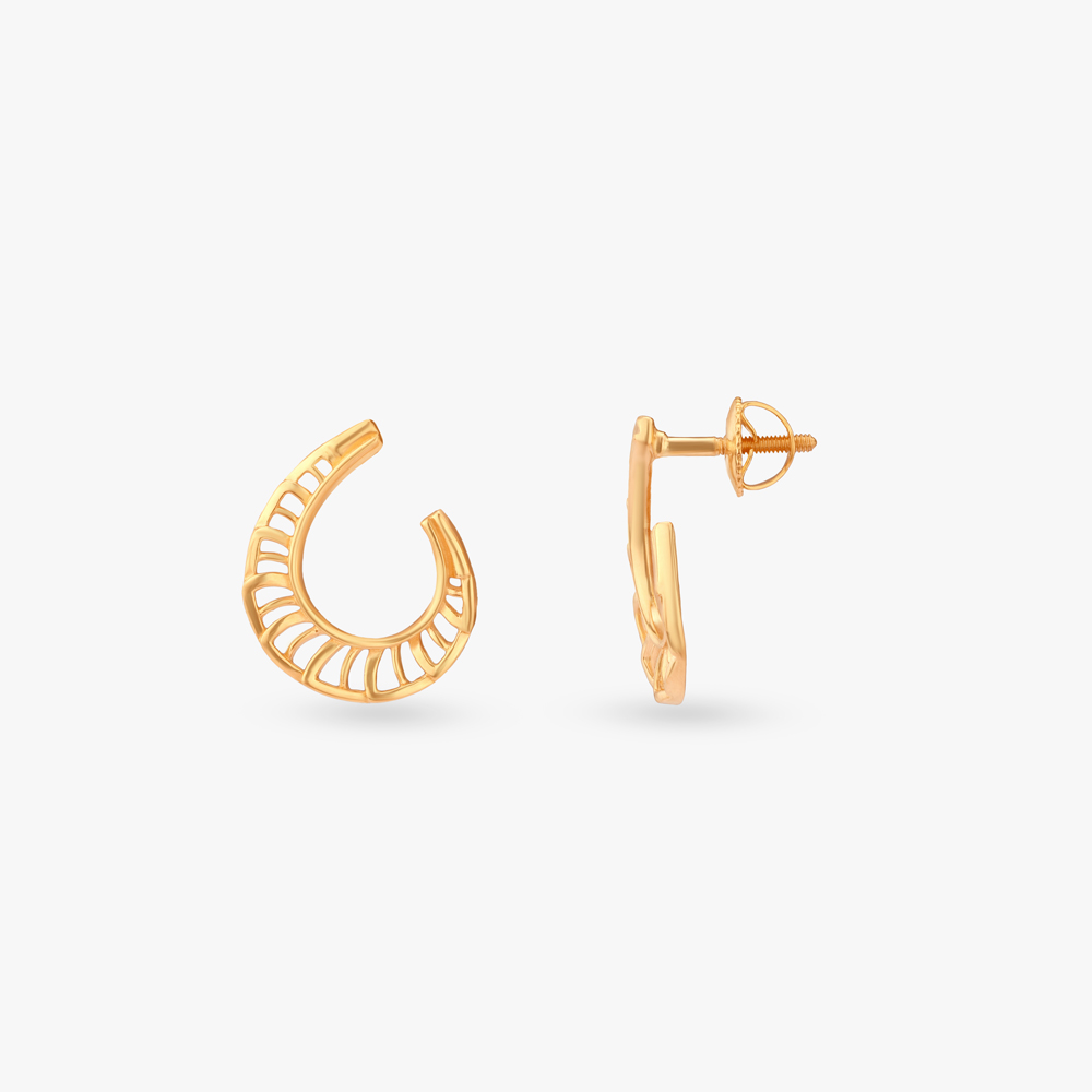 Crescent Beam Gold Stud Earrings,,hi-res image number null