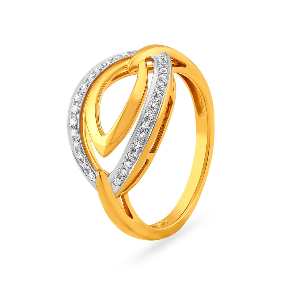 Captivating Leaf Pattern Diamond Burfi Ring,,hi-res image number null