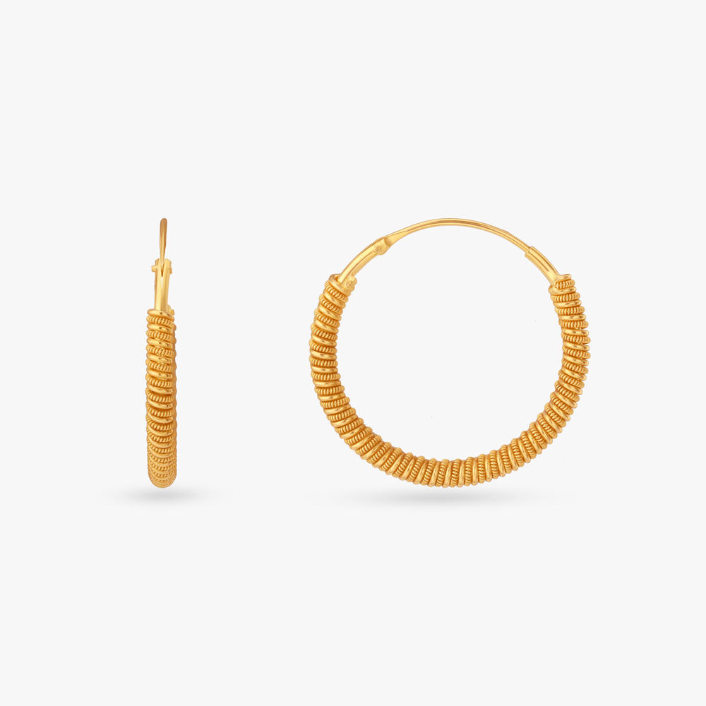 Spiral Statement Gold Hoop Earrings,,hi-res image number null