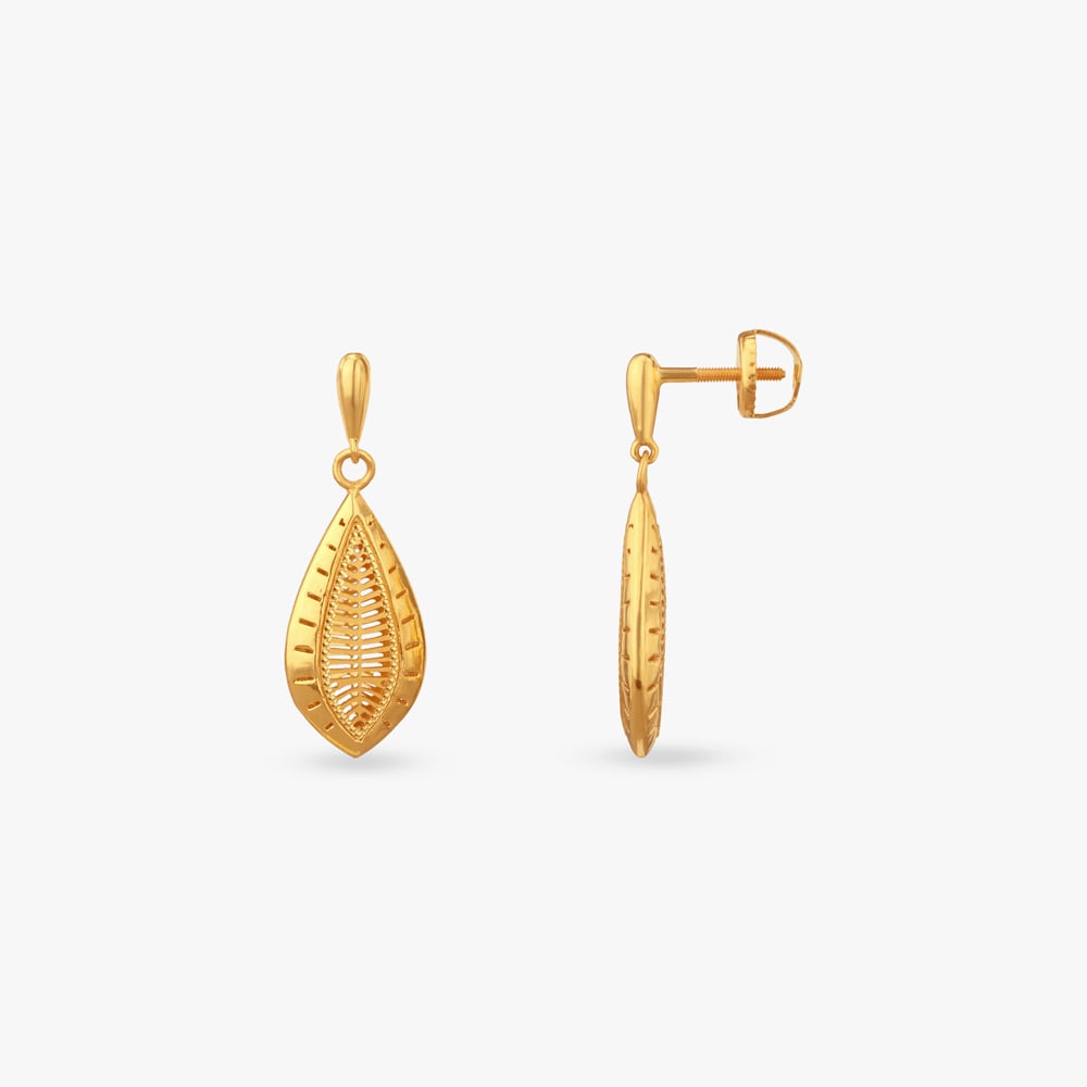 

Luminous Leaf Gold Drop Earrings