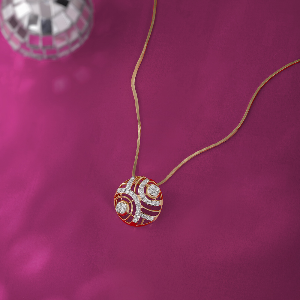 Classic Retro Gold & Diamond Pendant,,hi-res image number null