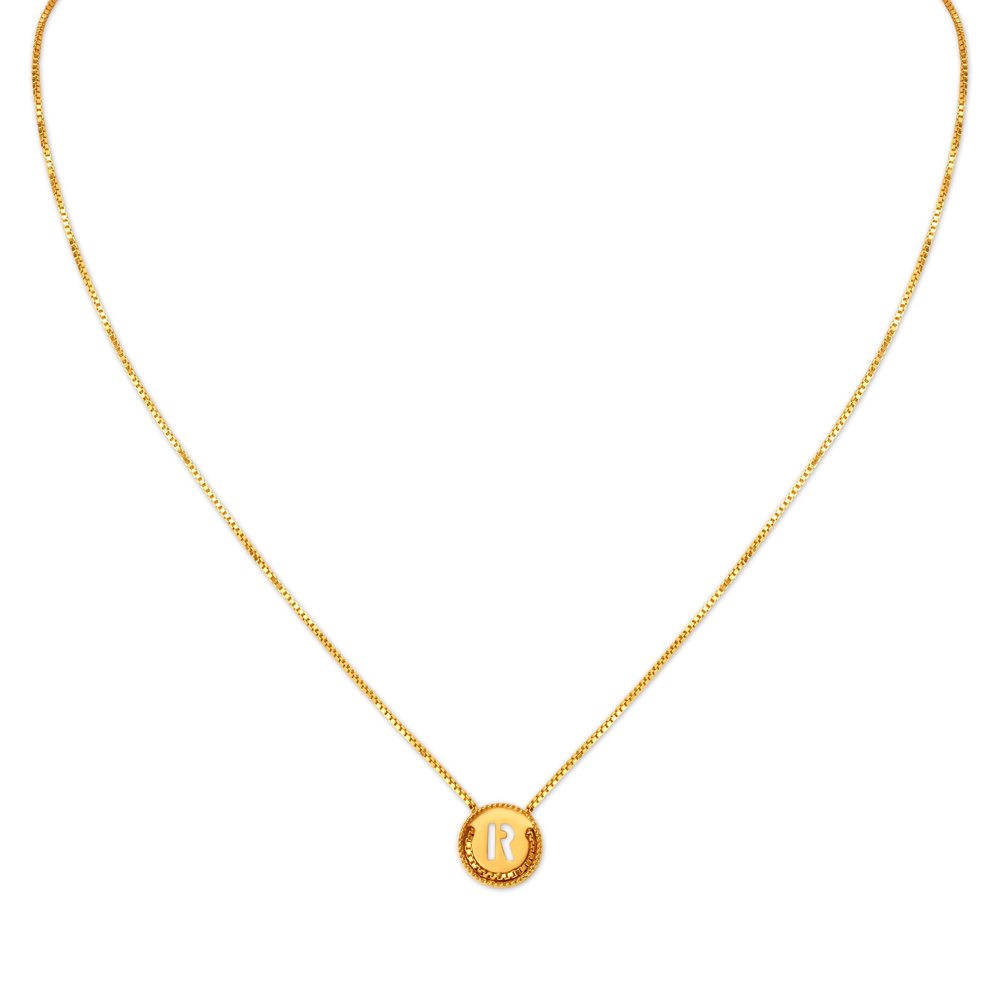 Letter R Gold Pendant with Chain For Kids,,hi-res image number null
