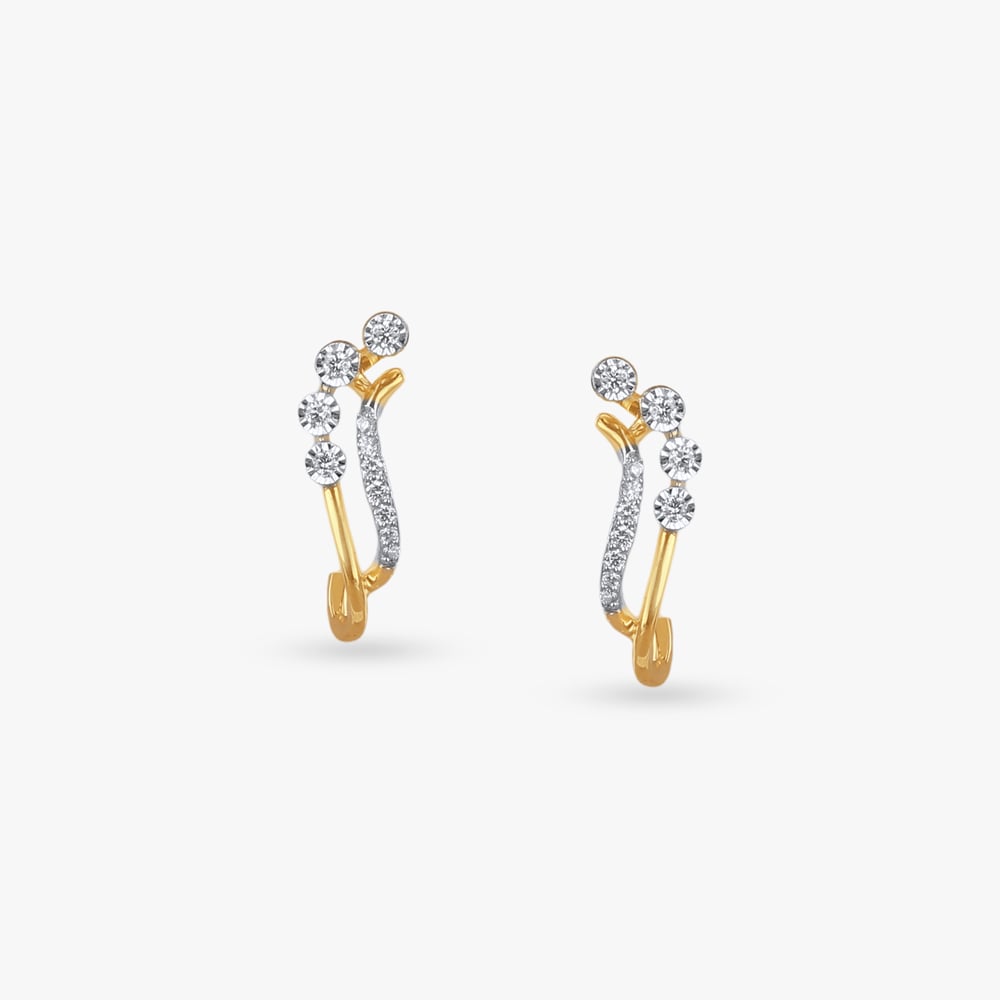 Delicate Twirl Diamond Hoop Earrings,,hi-res image number null