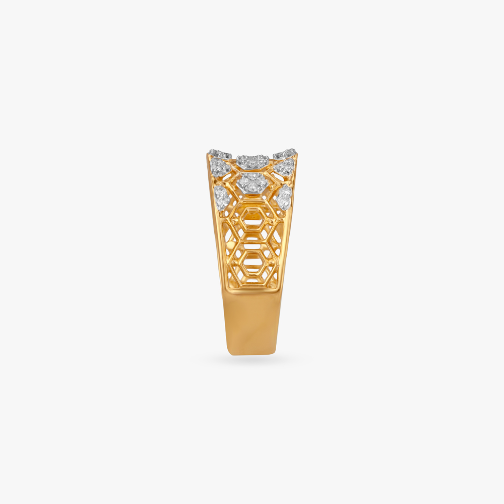 Edgy Hive Diamond Finger Ring,,hi-res image number null