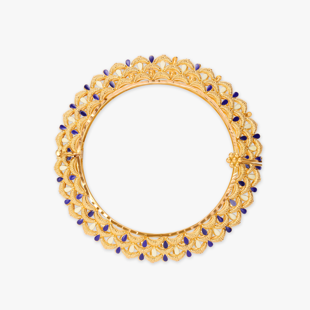 Blissful Diya Motif Gold Bangle,,hi-res image number null