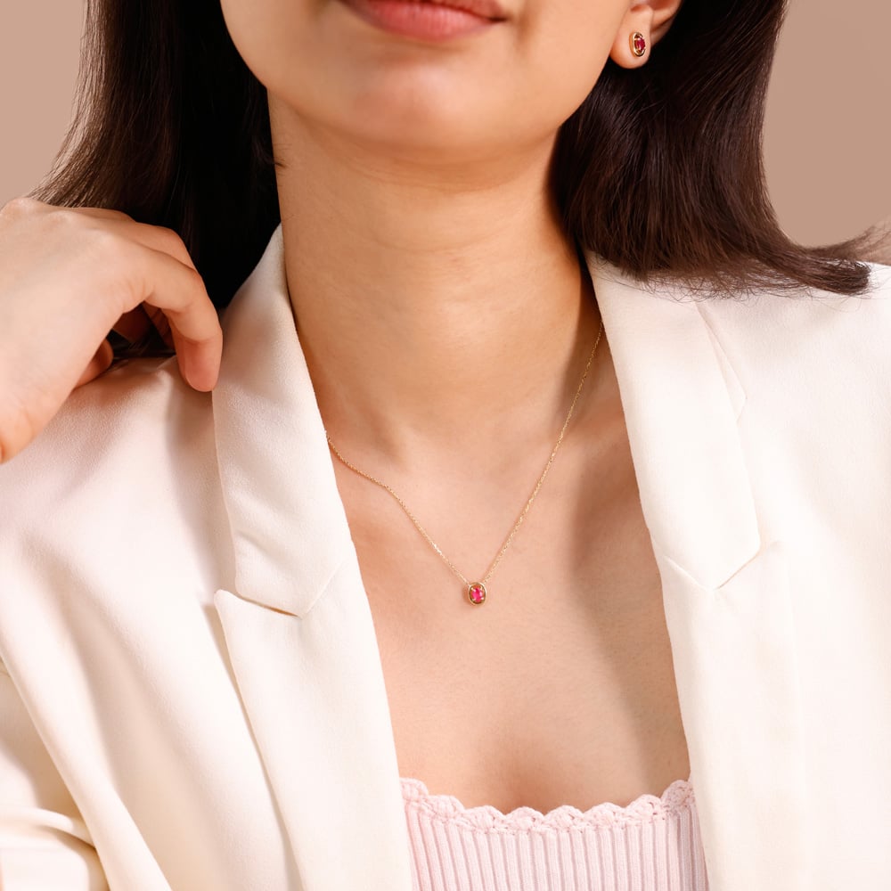 Vibrant Sleek Ruby Gold Necklace,,hi-res image number null