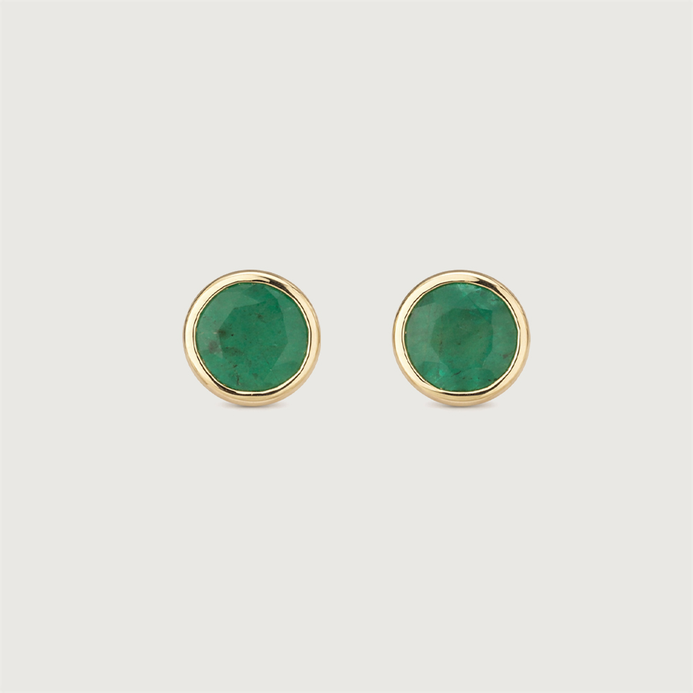 Refined Polished Emerald Gold Stud Earrings,,hi-res image number null