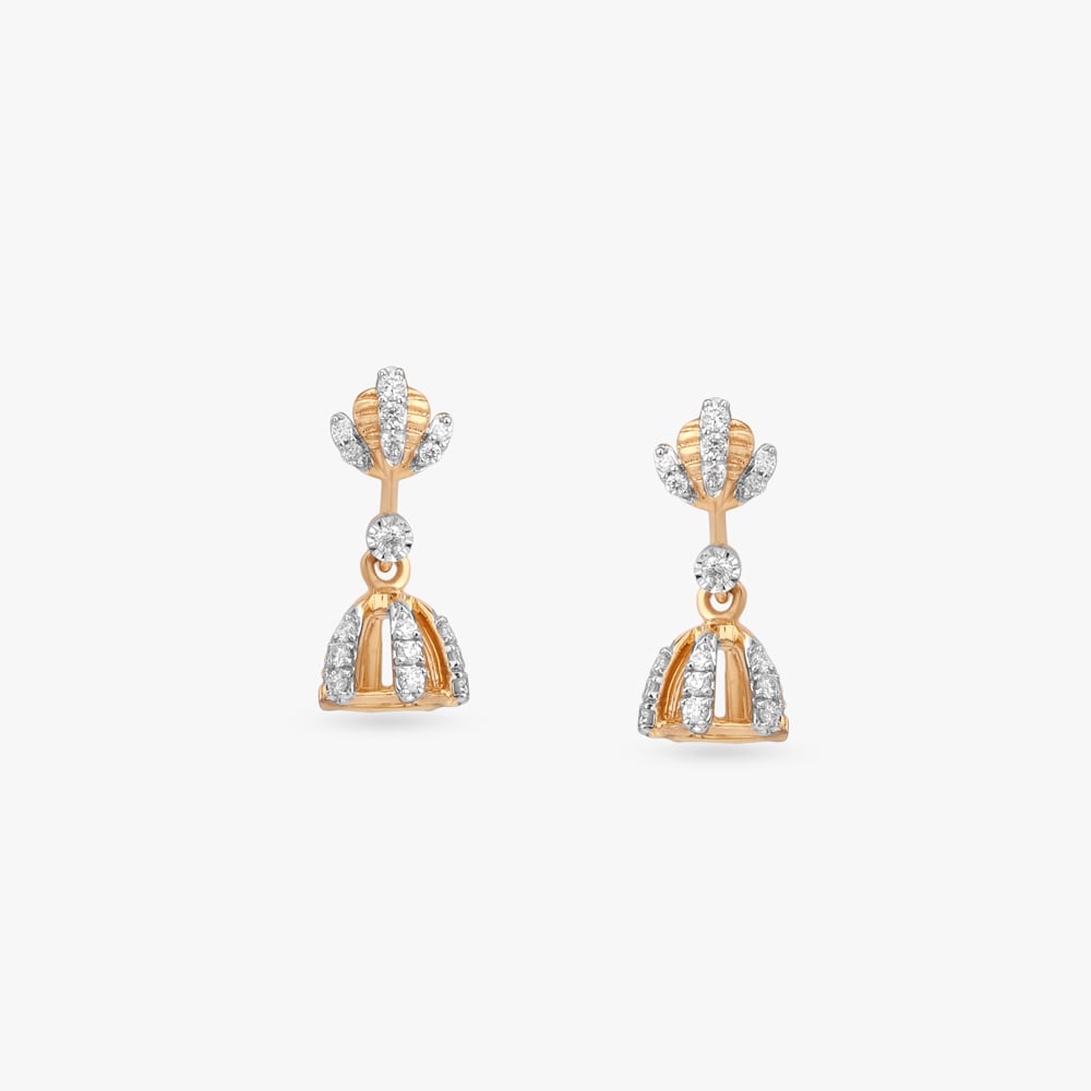 Lotus Charm Diamond Jhumka Earrings for Kids,,hi-res image number null