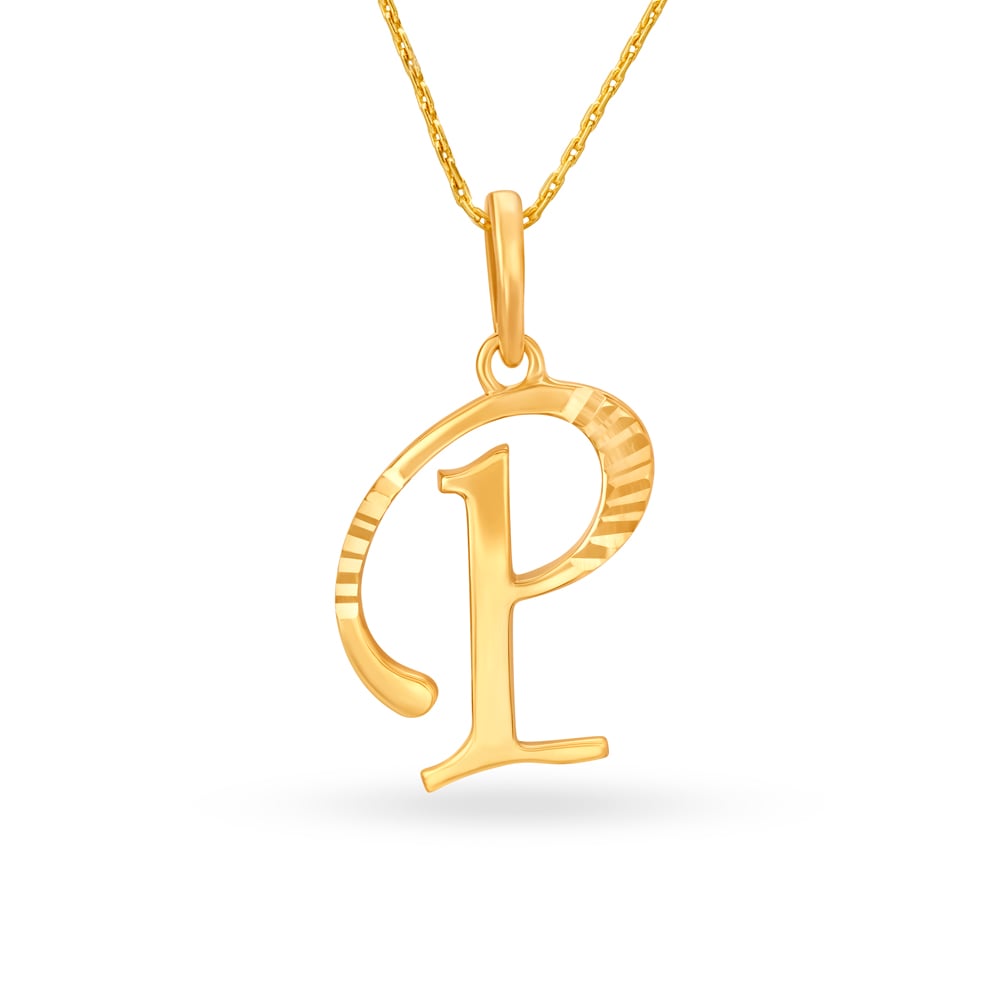 Beautiful Typographic Letter P Gold Pendant,,hi-res image number null