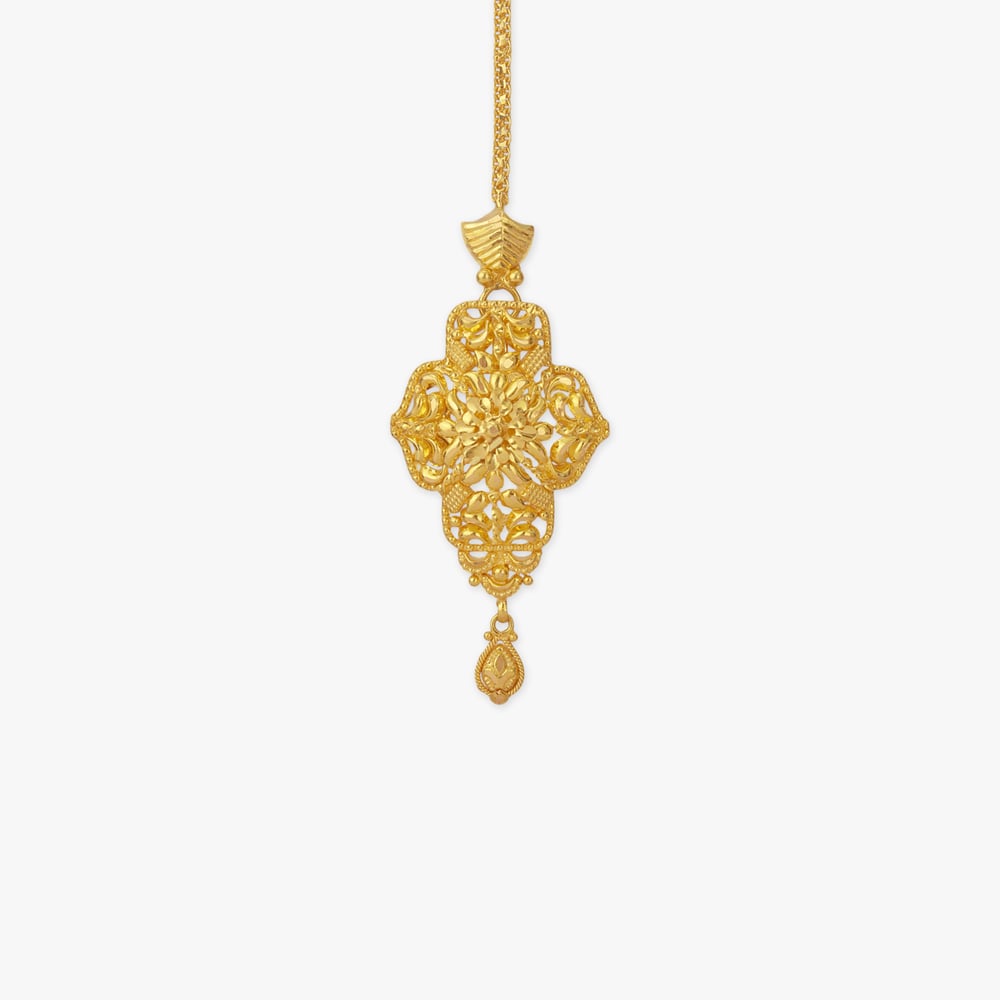 Lattice Blossom Gold Maang Tikka,,hi-res image number null