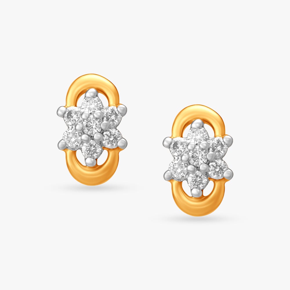 Sparkling Floral Diamond Stud Earrings