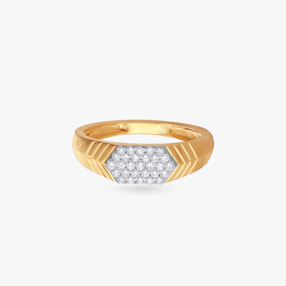 Sleek Hexagon Diamond Finger Ring for Men,,hi-res image number null
