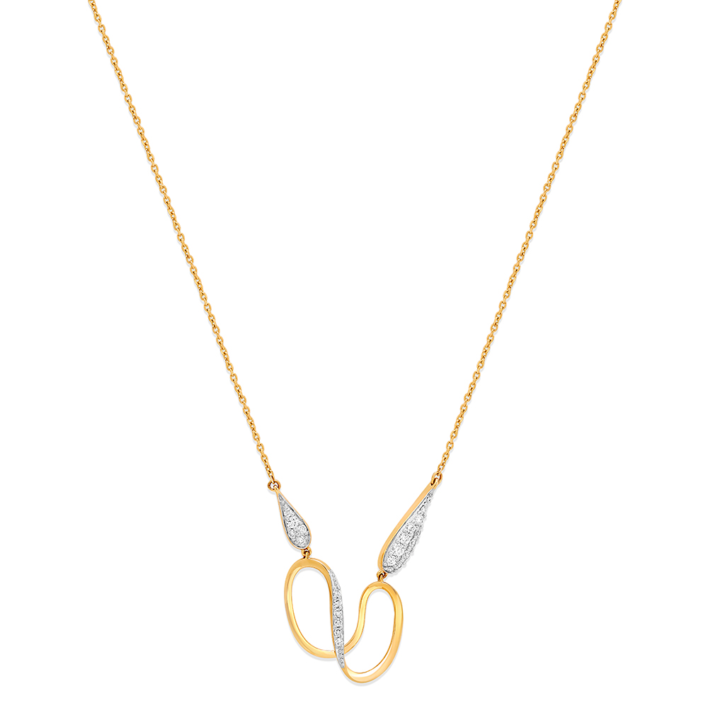 14KT Yellow Gold Minimal Wavy Pendant with Chain,,hi-res image number null