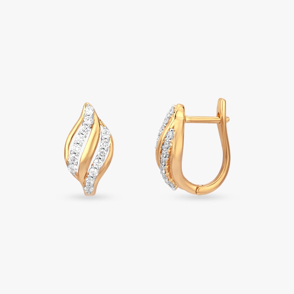 Woven Wave Diamond Hoop Earrings,,hi-res image number null