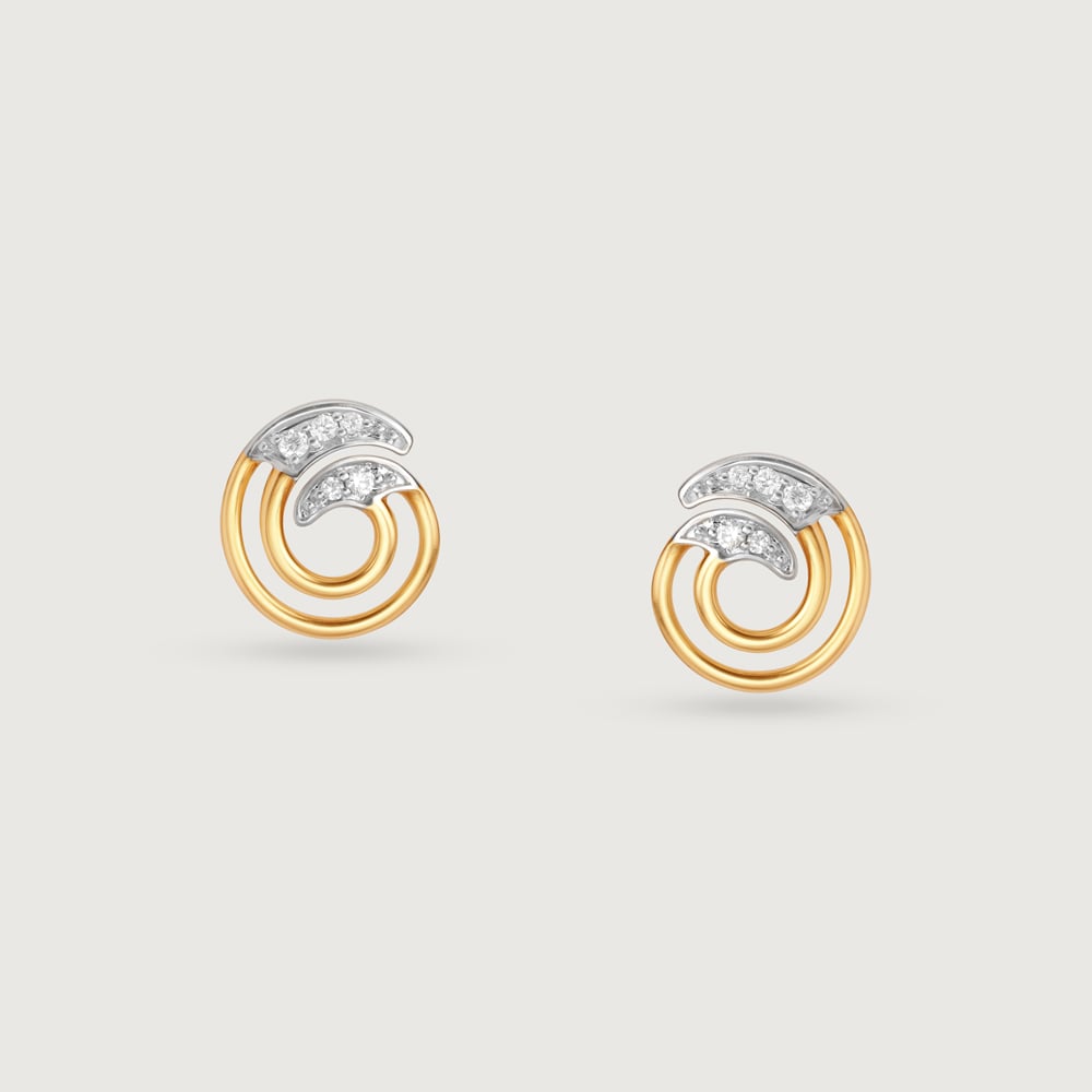 Enso Aura 14 Kt Gold & Diamond Stud Earrings,,hi-res image number null