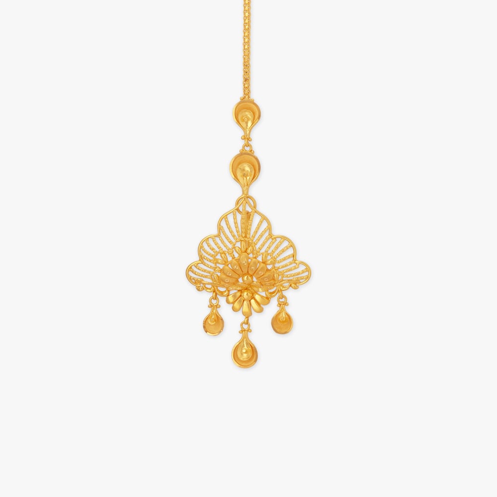Petal Crown Gold Maang Tikka,,hi-res image number null