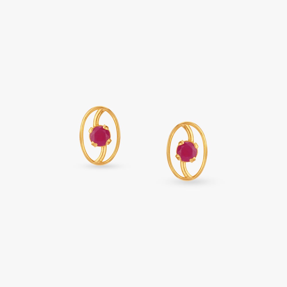 Minimal Oval Stud Earrings,,hi-res image number null