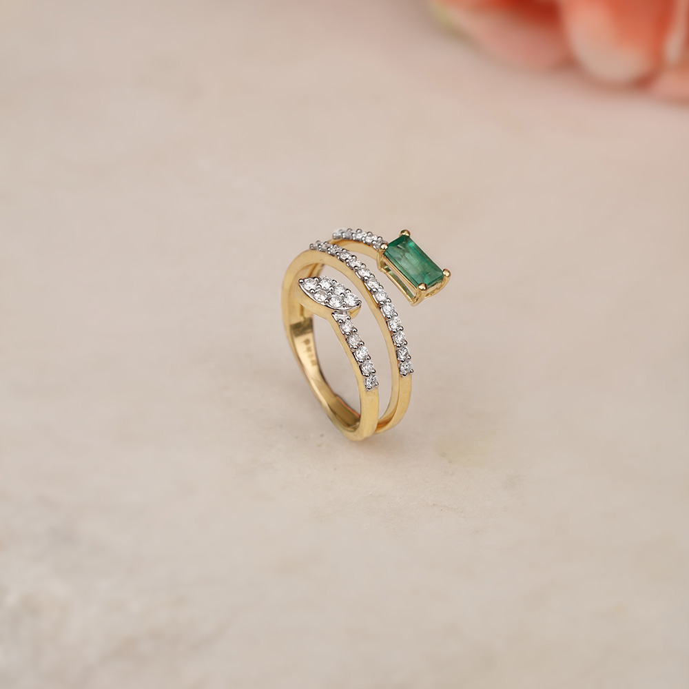 Verdant Vision 14KT Emerald & Diamond Ring,,hi-res image number null