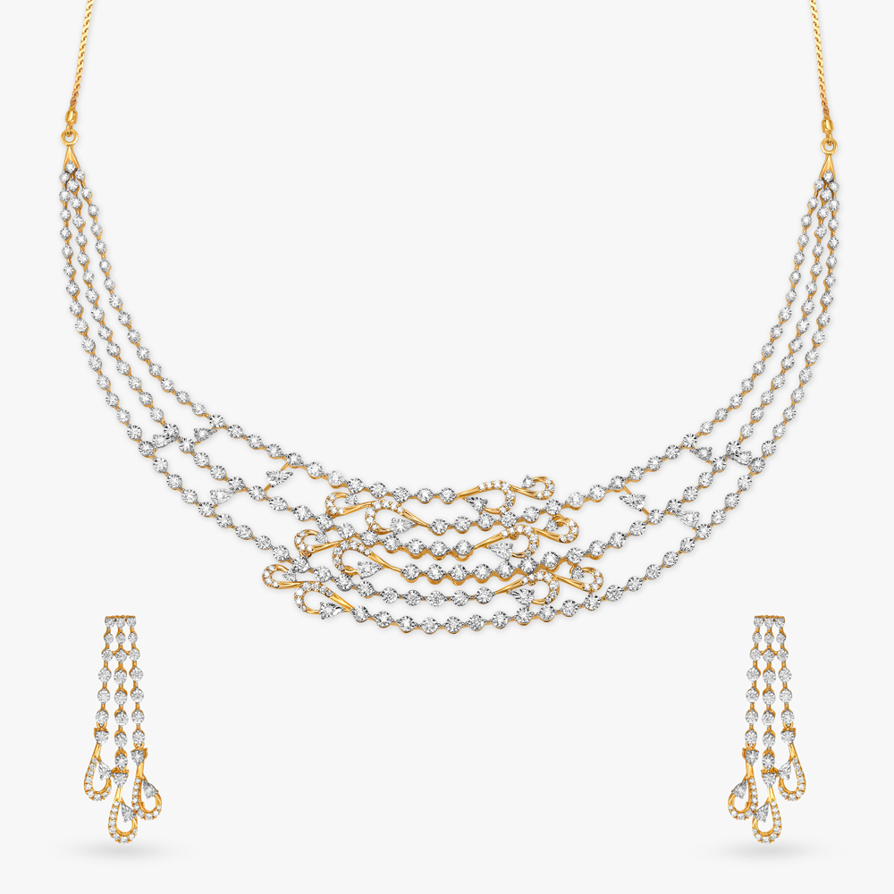 Stunning Flowy Diamond Necklace Set