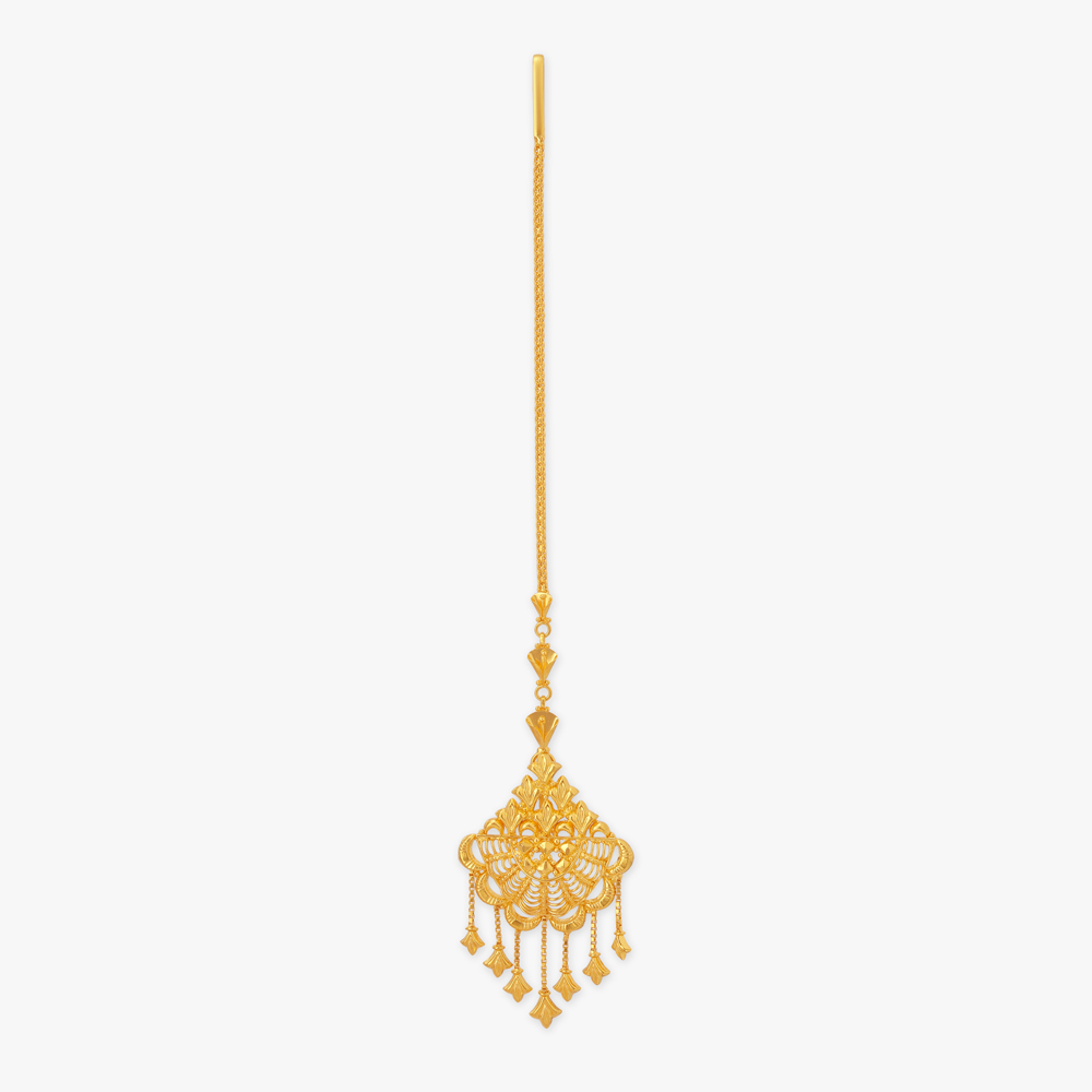 Petal Cascade Gold Maang Tikka,,hi-res image number null