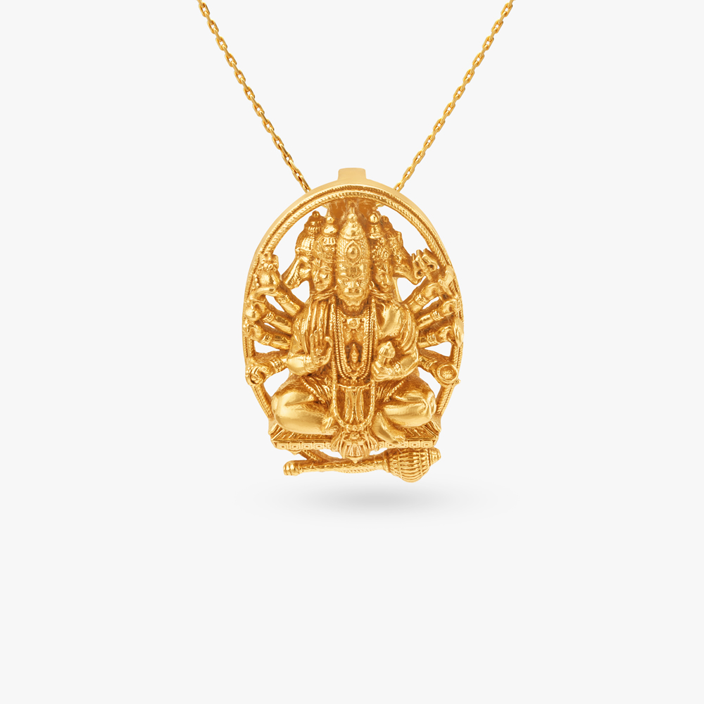 Sacred Panchamukhi Hanuman Gold Pendant for Men,,hi-res image number null