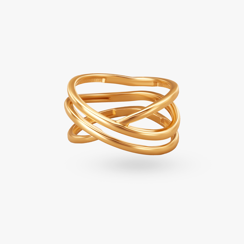 Interwoven Elegance Gold Finger Ring,,hi-res image number null