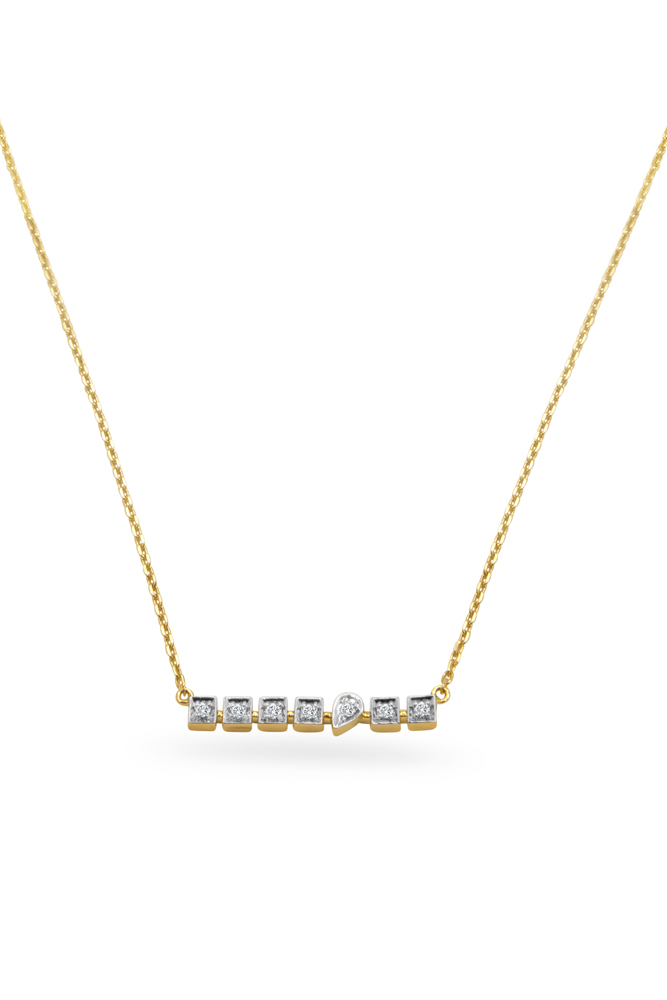 Morse Code Gold & Diamond Necklace,,hi-res image number null