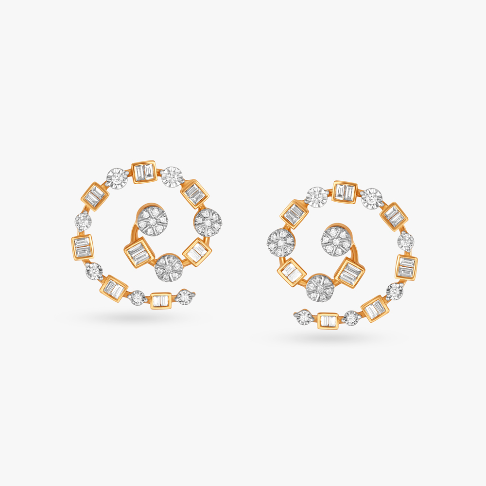 Hypnotic Spiral Diamond Stud Earrings,,hi-res image number null