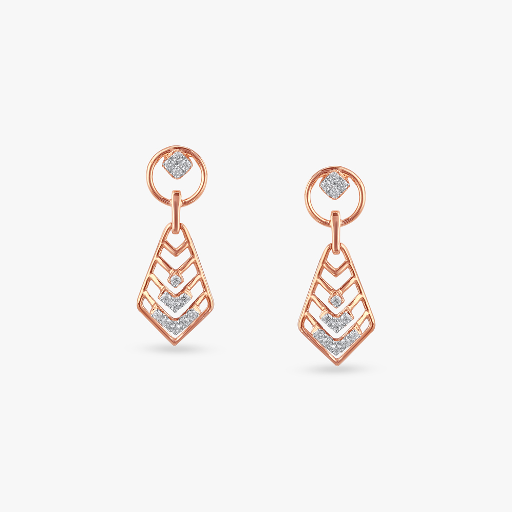 Geometric Gleam Diamond Drop Earrings,,hi-res image number null