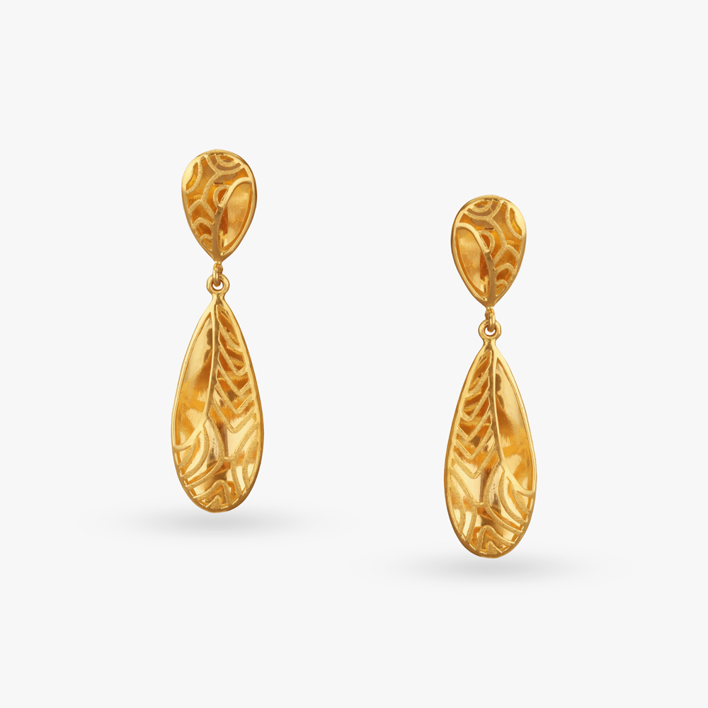Radiant Leaves Gold Drop Earrings,,hi-res image number null