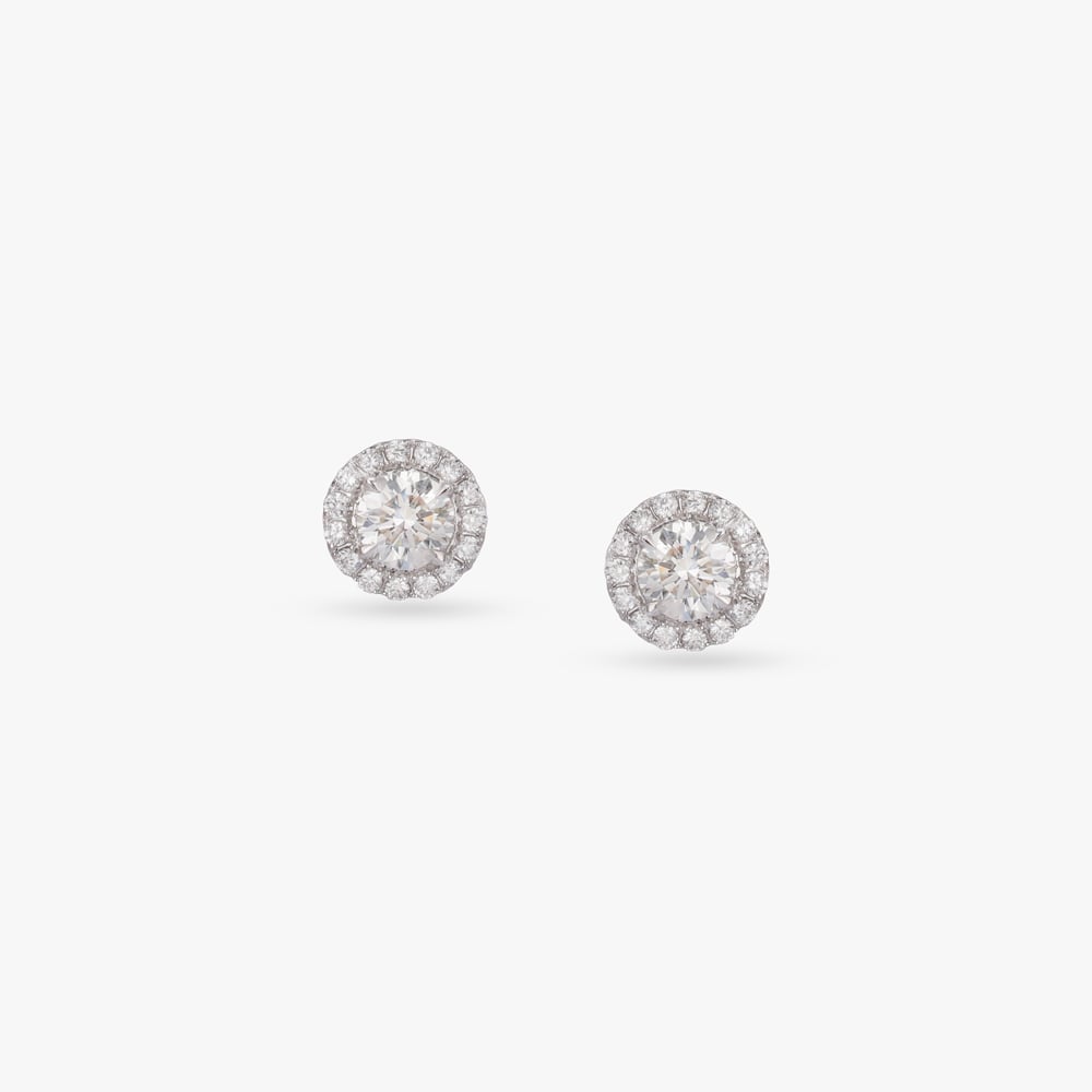 

Halo Poise Solitaire Stud Earrings