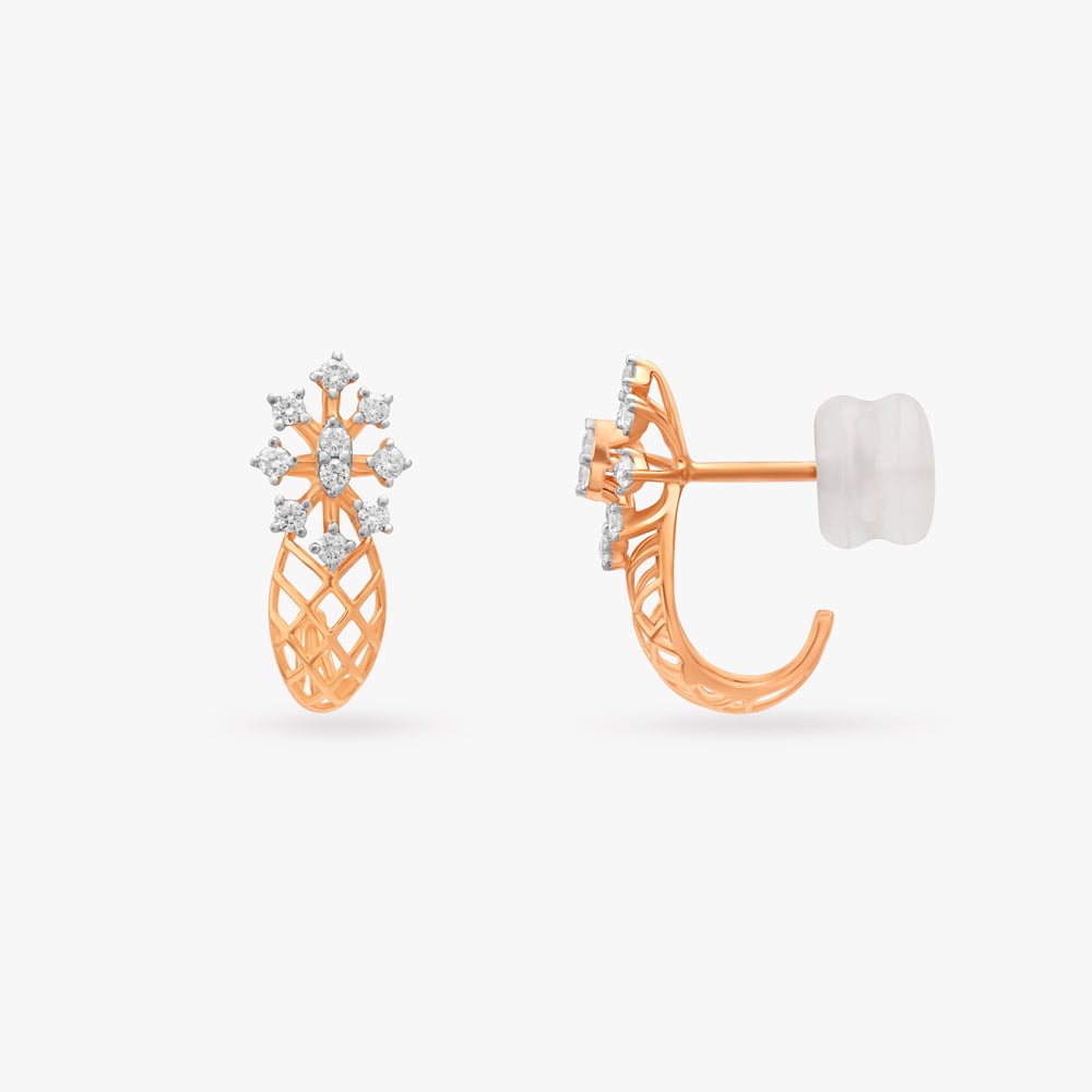 Floral Sparkle Diamond Stud Earrings,,hi-res image number null