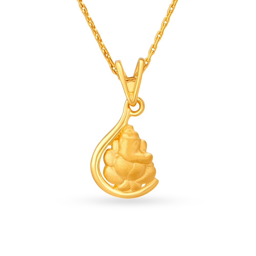 Matte Gold Pendant with Ganesh Motif