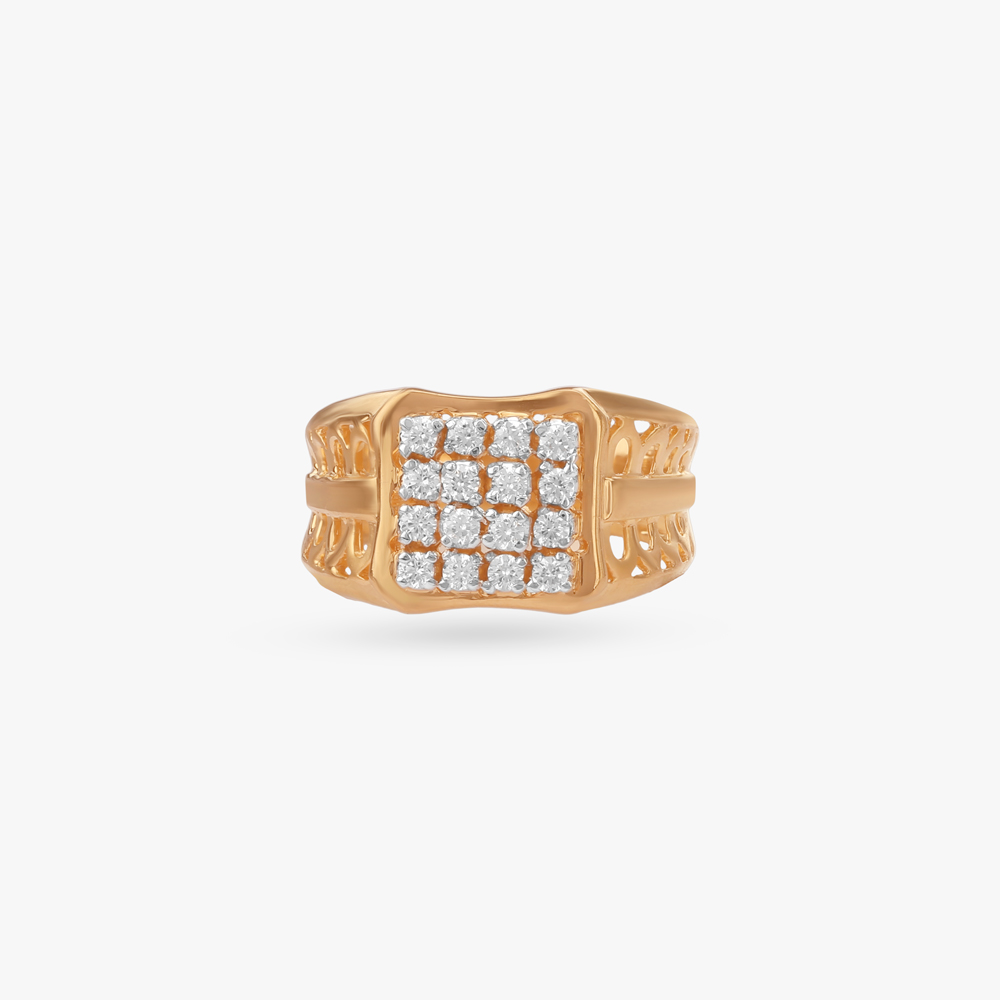 Bold Rectangular Gold Ring For Men,,hi-res image number null