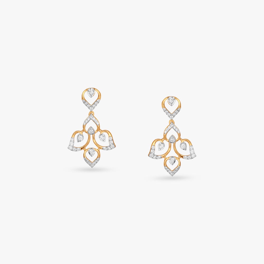 Dewlit Petal Diamond Drop Earrings,,hi-res image number null