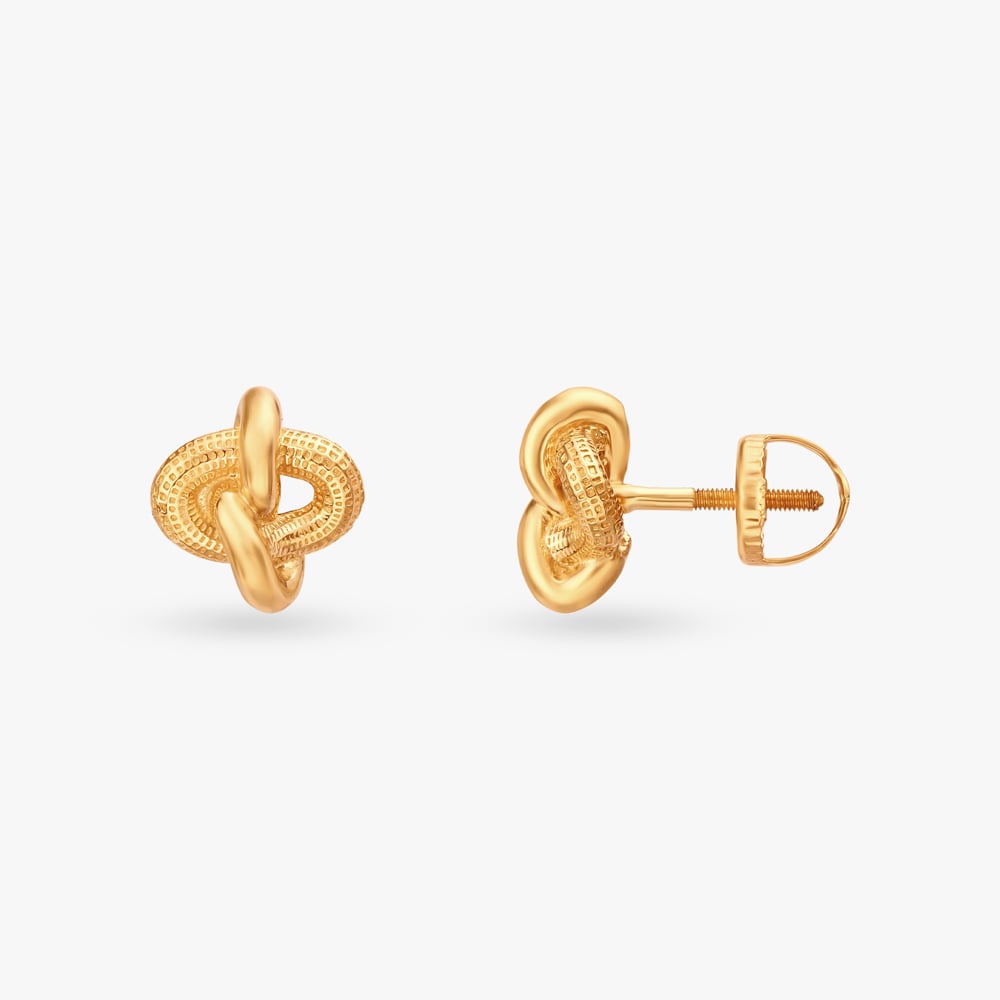 Knotted Gold Stud Earrings,,hi-res image number null