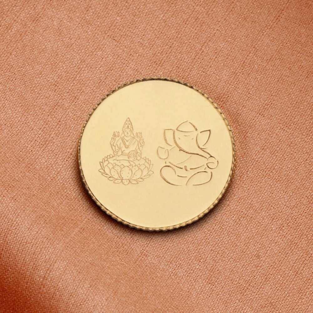 

1 gram 22 Karat Gold Coin with Lakshmi Ganesha Motif