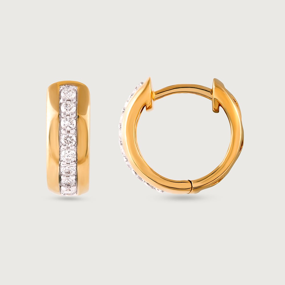 Geometric Chic Gold & Diamond Hoop Earrings,,hi-res image number null