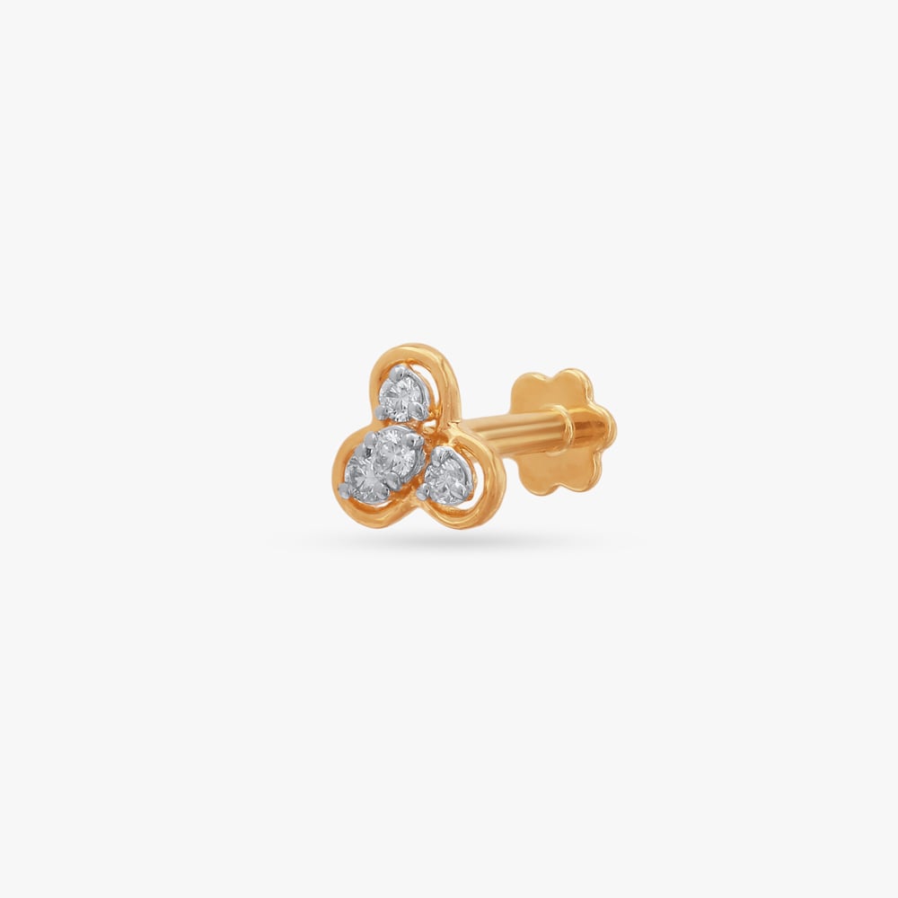 Triple Petal Diamond Nose Pin,,hi-res image number null