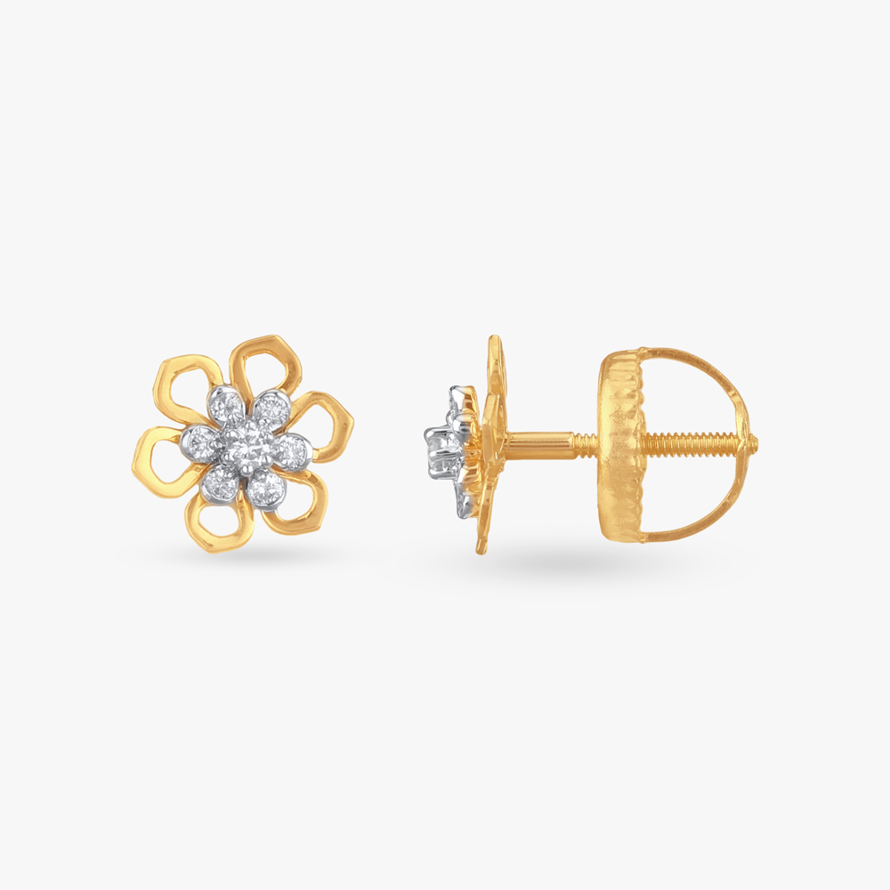 Petal Shine Diamond Stud Earrings,,hi-res image number null
