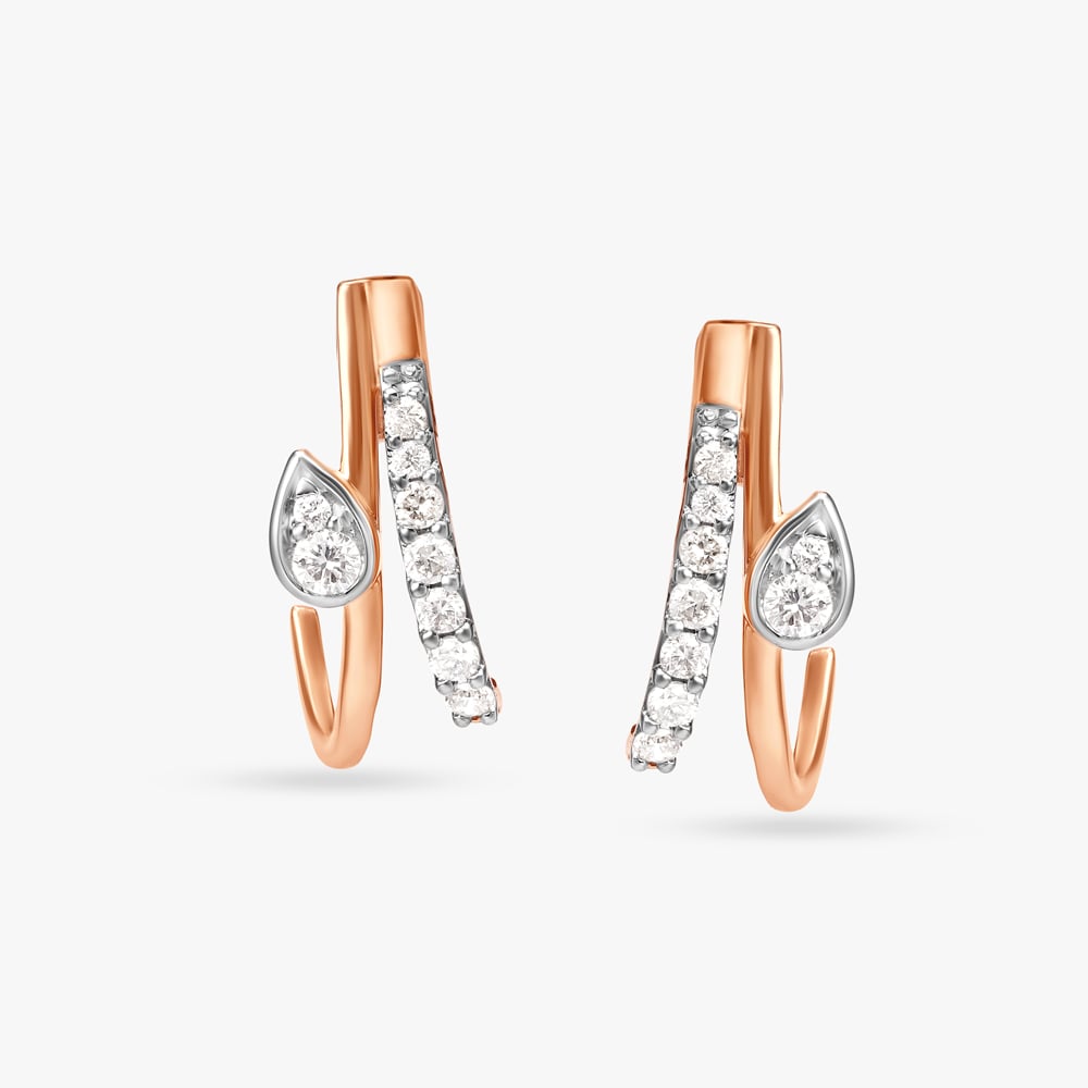 Leaf Embrace Diamond Double Stud Earrings,,hi-res image number null
