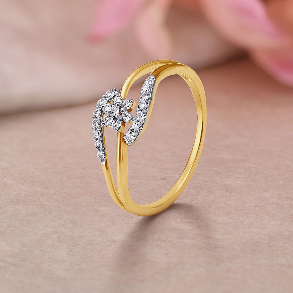 Layered Multi Stone Contemporary High Polish Diamond Ring