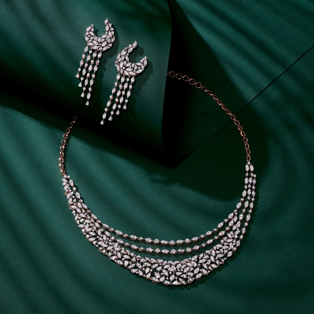 Dazzling Blooms Diamond Necklace Set,,hi-res image number null