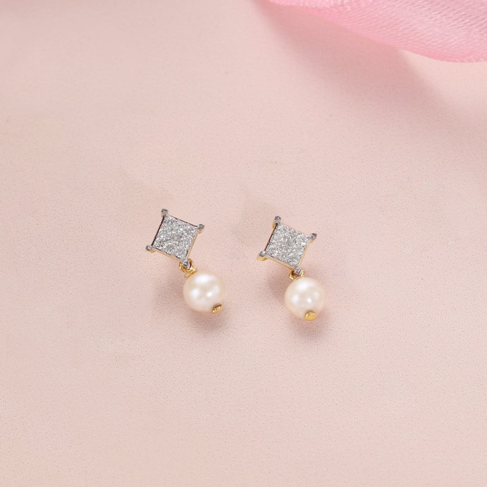 Ivory Charm Diamond & Gold Stud Earrings,,hi-res image number null