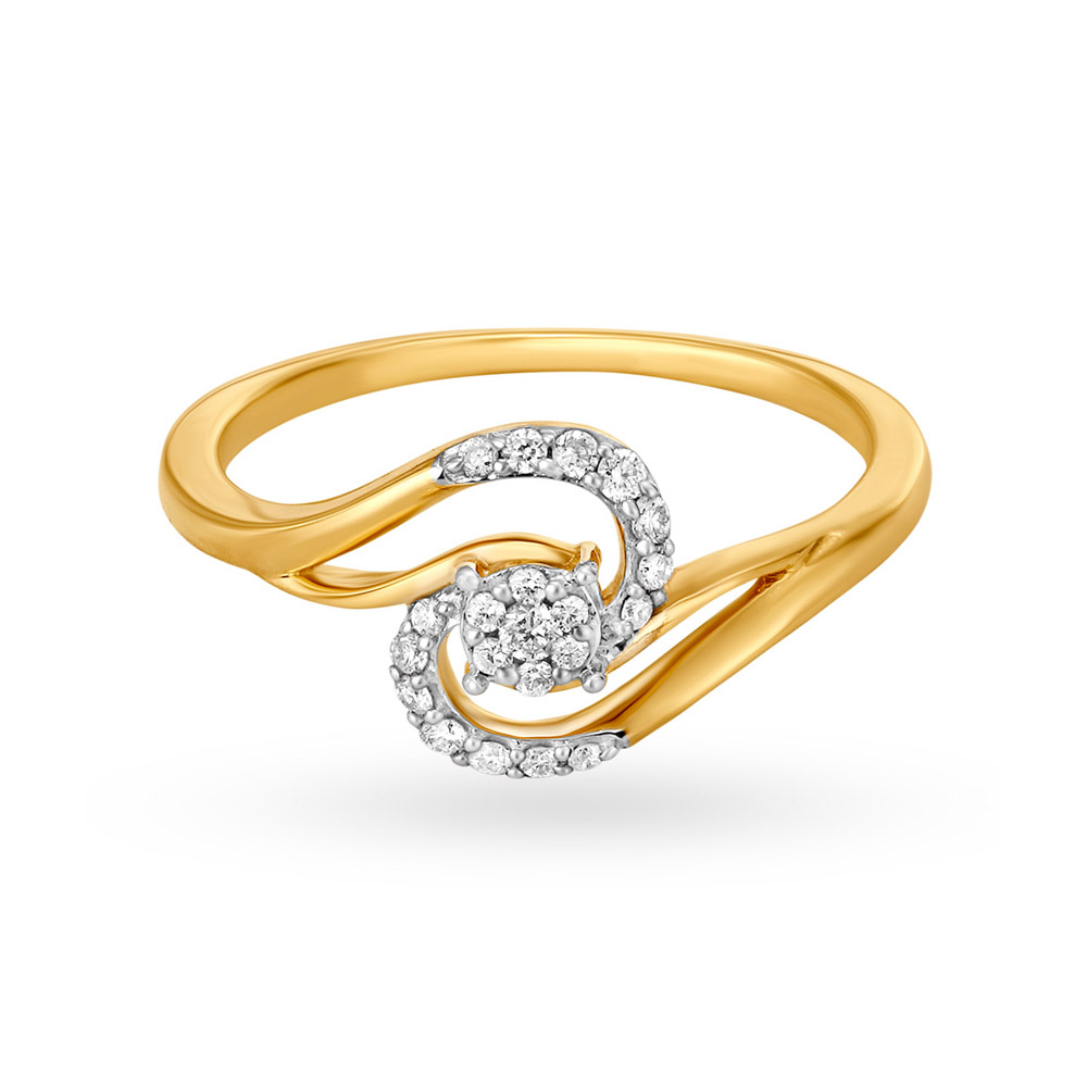 Vivacious 18 Karat Yellow Gold And Diamond Swirl Ring,,hi-res image number null