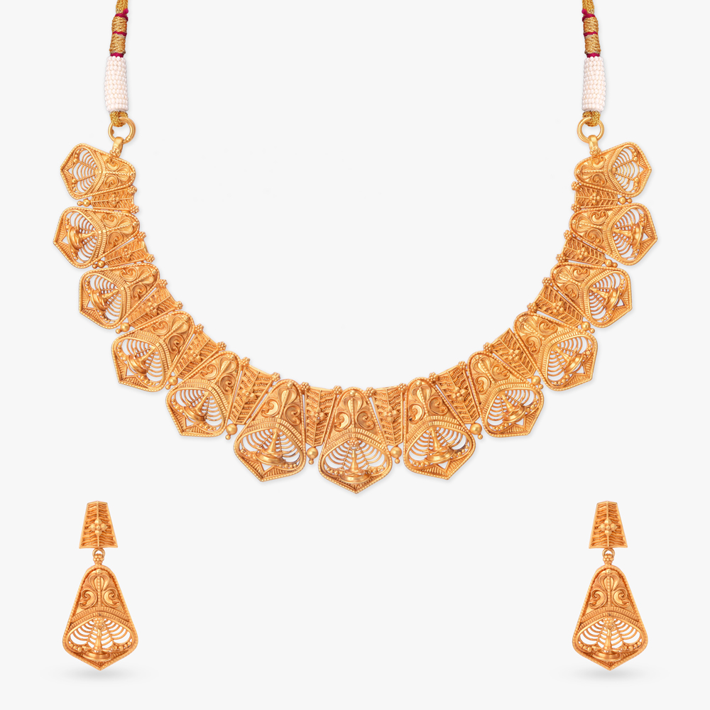 Symphony of Lamps Gold Necklace set,,hi-res image number null